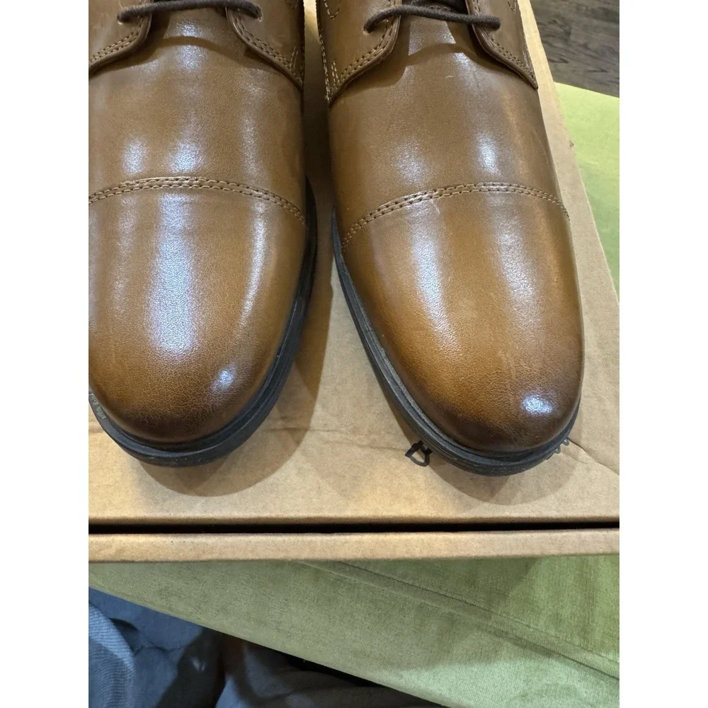 Collection By Clarks Men's Whiddon Cap Dark Tan Leather Shoes -‎ Size 11.5